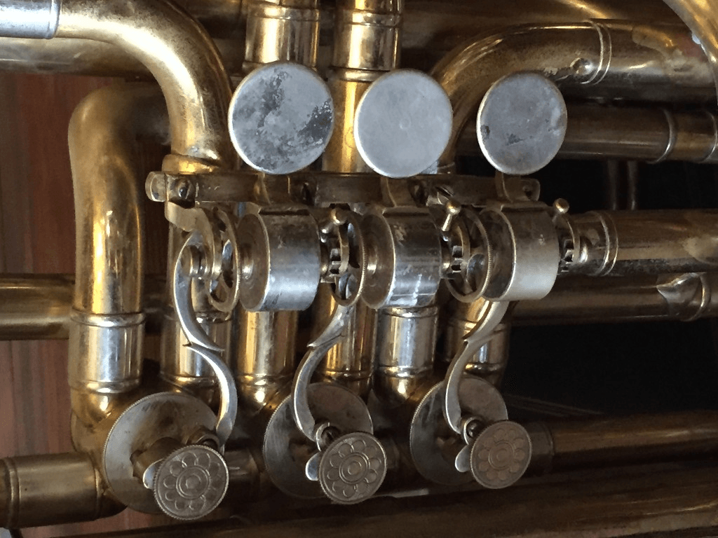 a close up of a brass instrument